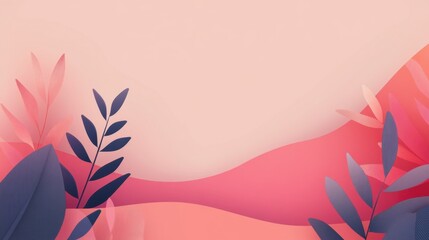 Poster - A serene abstract background featuring soft pink hues and lush foliage, creating a peaceful and inviting atmosphere.