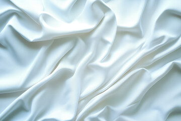 Poster - White satin fabric draped elegantly, showcasing smooth texture and soft folds in natural light