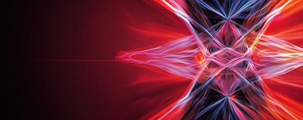 Poster - A futuristic data network visualization, with glowing lines and nodes forming a 3D digital web in vibrant neon hues