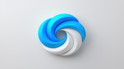 Poster - Abstract 3D Render of a Blue and White Swirling Spiral Shape