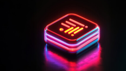 Poster - Colorful Neon Icon with Bright Glowing Lights and Smooth Reflections