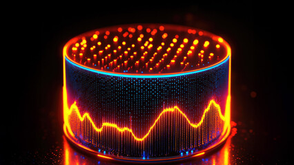 Poster - Vibrant Sound Wave Visualization on Cylindrical Surface in Dark Setting
