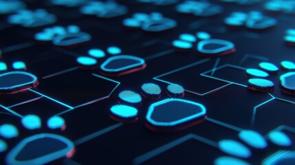 Aufkleber - Digital paw prints on a blue background