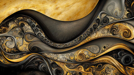 Luxurious abstract background with intricate gold swirls.