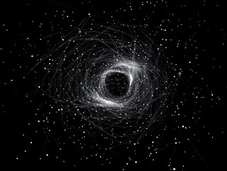 Wall Mural - a swirling vortex of stars and cosmic elements creates a mesmerizing black hole effect against a dar