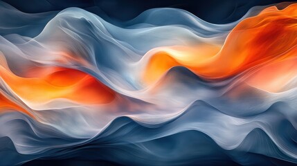 Poster - Abstract swirling orange blue waves, dynamic background, design element