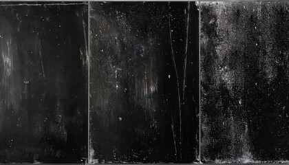 Aufkleber - abstract black triptych texture with distressed surface patterns for minimalist art, wall decor, or graphic design