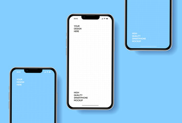 Fototapete - Realistic smartphone mockup. Mobile phone vector with isolated on white background. Device front view. 3D mobile phone with shadow. Realistic, high quality smart phone mockup for ui ux presentation.