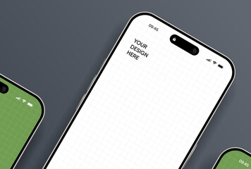 Fototapete - Realistic smartphone mockup. Mobile phone vector with isolated on white background. Device front view. 3D mobile phone with shadow. Realistic, high quality smart phone mockup for ui ux presentation.