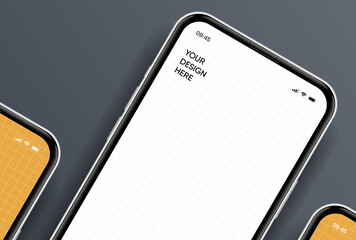 Fototapete - Realistic smartphone mockup. Mobile phone vector with isolated on white background. Device front view. 3D mobile phone with shadow. Realistic, high quality smart phone mockup for ui ux presentation.