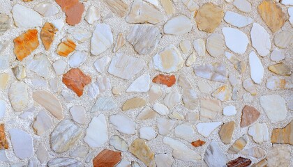 Poster - irregular stone wall texture with beige and orange tones, natural decorative background for rustic architecture and design

