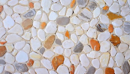 Wall Mural - irregular stone wall texture with beige and orange tones, natural decorative background for rustic architecture and design

