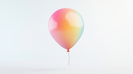Poster - Colorful Gradient Balloon Floating Against a Light Neutral Background in Modern Minimalist Style