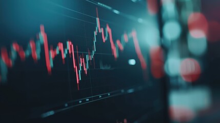 Poster - Abstract Financial Graphical Data Visualization with Candlestick Patterns and Colorful Bokeh Effects