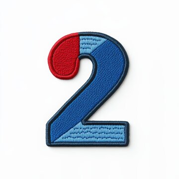 Valentine's number 2 embroidered patch soft colors graphic design