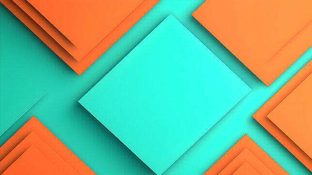 Colorful Geometric Background with Orange and Turquoise Shapes