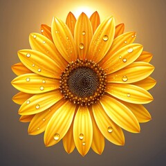 Wall Mural - Golden Dewdrop Sunflower Vibrant Floral Composition, Close-up Image, Nature Concept, Sunflower Photography, Dew Drops Sunflower, Flower Photography