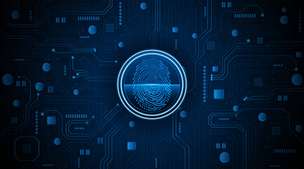 Leinwandbilder - Abstract technology circuit board background. Fingerprint scanning cybersecurity concept. modern technology innovation concept background	