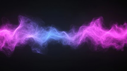 Poster - Abstract Wavy Forms Glowing Pink and Blue on Dark Background Creating Energetic Visual Motion.