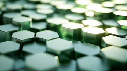 Poster - Transforming abstract hexagon patterns art studio digital background creative space artistic perspective green to white gradient