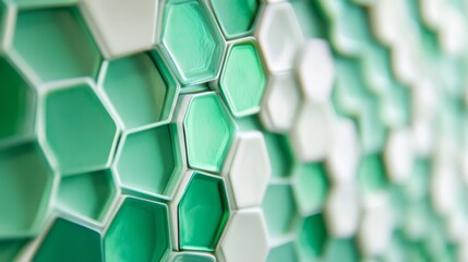 Poster - Transforming backgrounds green to white hexagon bok digital art abstract modern design artistic concept