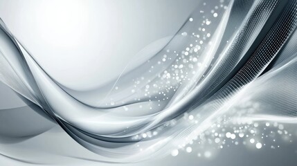 Poster - Abstract Silver Waves and Sparkles Background Graphic Design