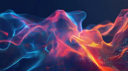 Poster - Abstract Colorful Wave Pattern with Illuminated Fluid Movement Effect