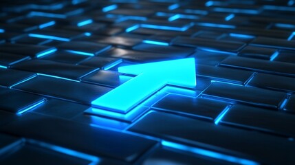 Poster - Illuminating journey abstract concept digital realm graphic art unique perspective glowing blue arrow