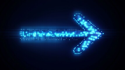 Poster - navigating with a glowing blue arrow digital realm visual representation futuristic environment abst