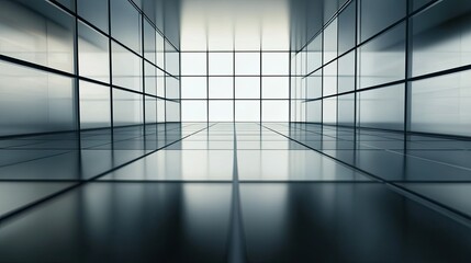 Poster - Abstract Glass Interior Space with Reflective Walls and Floors
