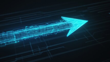 Poster - Luminous blue arrow navigating through bbeb digital art virtual space abstract concept