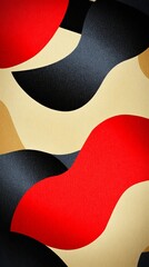 Leinwandbilder - Colorful abstract composition featuring flowing shapes and wavy patterns in red and black tones, showcasing modern design aesthetics