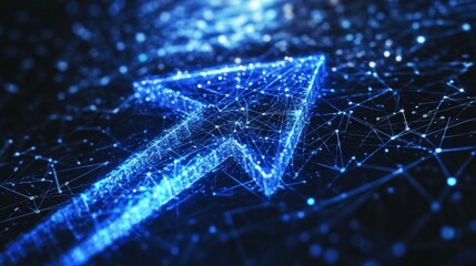 Poster - Guided movement luminous blue arrow abstract realm digital art creative space artistic perspective directional inspiration