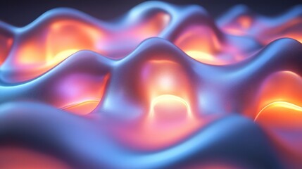 Poster - Abstract glowing waves, digital art, dark background, design element