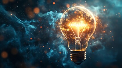 Poster - Illuminating inspiration abstract light bulb art digital space graphic design modern aesthetic creative vision