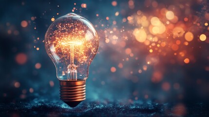 Poster - Illuminating inspiration abstract light bulb representation digital realm graphic art modern setting creative perspective conceptual art