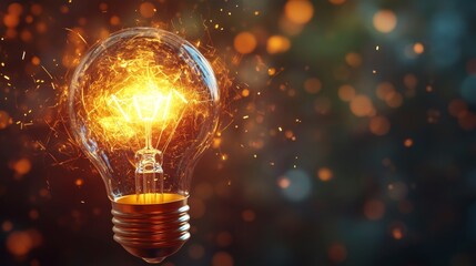 Poster - Illuminating ideas abstract representation of a shining light bulb digital art creative workspace conceptual art