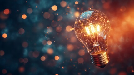 Poster - Illuminating innovation abstract light bulb representation in digital art creative studio graphic design virtual space artistic perspective