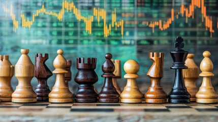 Poster - chess pieces arrangement depicting trend following strategy chessboard visual art game environment s