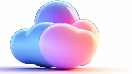 Aufkleber - 3d Pink holography glossy cloud floating on a transparent background, perfect for technology and weather concepts cutout isolated on a transparent background video 4k