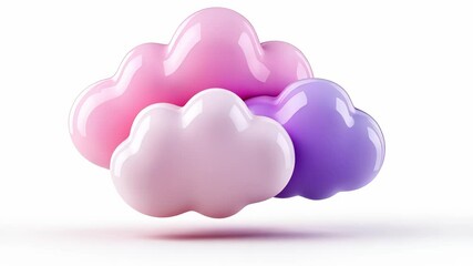 Fototapete - 3d pink glossy cloud is floating on a transparent background, creating a dreamy and surreal atmosphere video 4k