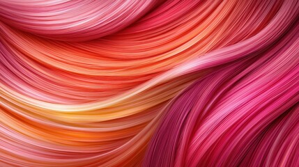 Poster - Hair Serum Repair Concept, Vibrant Dynamic Composition of Swirling Hair Serum in Beautiful Gradient Colors of Pink and Orange Hues