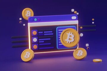 Poster - Bitcoin online platform showcasing cryptocurrency transactions and digital assets.