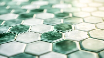 Poster - Closeup of hexagon bokeh nature photography soothing green tones macro viewpoint tranquil concept