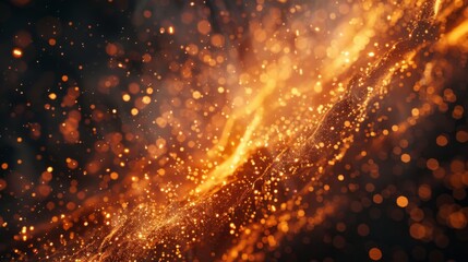 Aufkleber - Bright golden particles cascade through the air, creating a striking shimmering visual against a dark backdrop, evoking a festive and vibrant atmosphere.