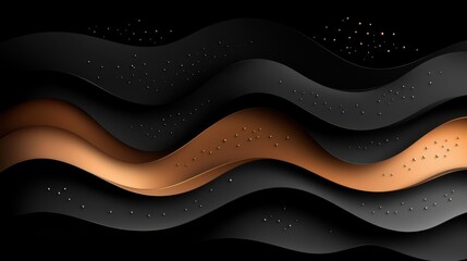 Poster - Abstract black and gold waves background
