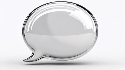 Poster - 3d Glass speech bubble suspended against transparent backdrop, representing minimalist communication design with sleek contemporary aesthetic video 4k