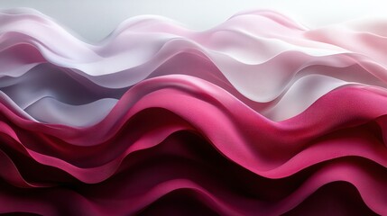 Poster - Abstract pink and white waves, flowing fabric design, background texture, website banner