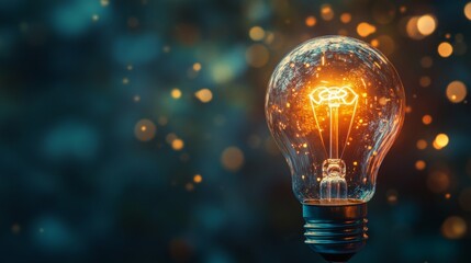 Poster - Illuminating ideas glowing light bulb concept creative space digital art modern environment artistic perspective innovation