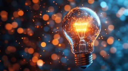 Poster - Illuminating ideas glowing light bulb creative studio conceptual image inspirational setting close-up perspective innovation